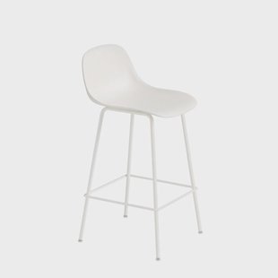 Muuto Fiber Tube barkruk met rugleuning 65 cm. wit Muuto Fiber Tube barkruk met rugleuning 65 cm. wit