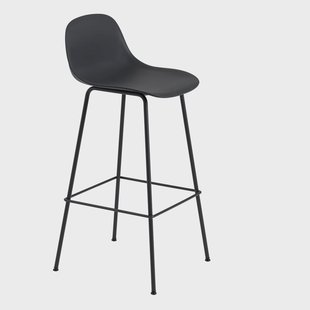 Muuto Fiber Tube barkruk met rugleuning 75 cm. zwart Muuto Fiber Tube barkruk met rugleuning 75 cm. zwart