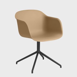 Muuto Fiber armchair swivel voet bureaustoel oker-zwart