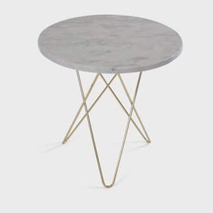 OX Denmarq Tall mini O bijzettafel Ø50 H50, messing onderstel wit marmer