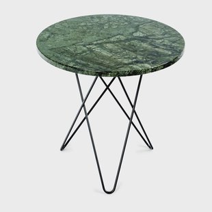OX Denmarq Tall mini O bijzettafel Ø50 H50, zwart onderstel groen marmer