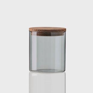 Aida Raw glazen pot met houten deksel klein