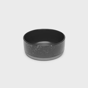 Aida Raw diepe schaal aardewerk zwart met stippen