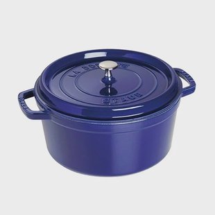 STAUB Staub ronde braadpan van gietijzer, drie lagen emaille 6,7 l donkerblauw STAUB Staub ronde braadpan van gietijzer, drie lagen emaille 6,7 l donkerblauw