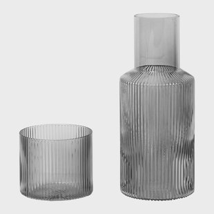 Ferm Living Ripple small karaf set smoked grey Ferm Living Ripple small karaf set smoked grey