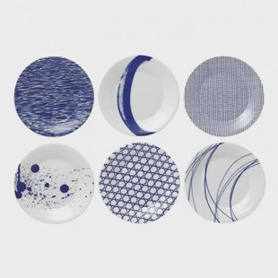 Royal Doulton Pacific bord blauw 6-delig 23 cm