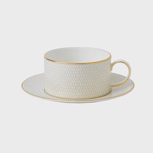 Wedgwood Arris theekop met schotel Wit