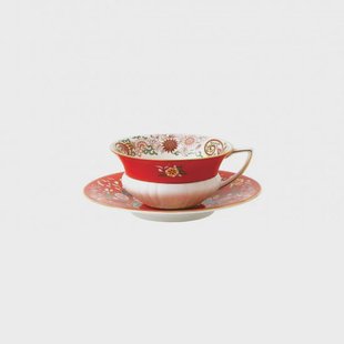 Wedgwood Wonderlust theekop met schotel crimson jewel