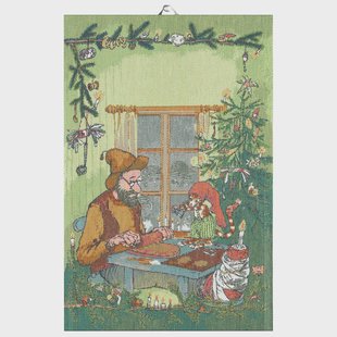 Ekelund Linneväveri Pettson & Findus keukenhanddoek Kerstknutselwerk
