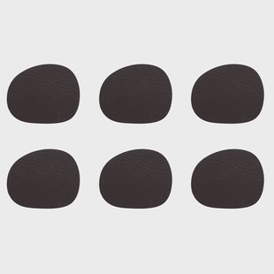 Aida Raw glasonderzetters leer 6-pack Brown buffalo (bruin)