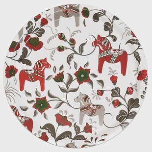 Arvidssons Textil Leksand rond dienblad Ø31 cm Wijnrood