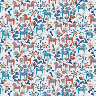 Arvidssons Textil Leksand gewaxt tafelkleed Blauw-oranje