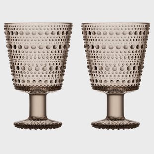 Iittala Kastehelmi glas op voet 26cl 2-pack Linnen