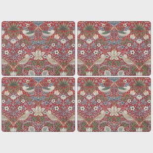 Pimpernel Strawberry Thief placemat 30x40 cm 4-pack Rood