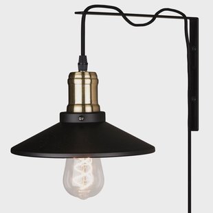 Globen Lighting Disc muurlamp Matzwart-geborsteld messing