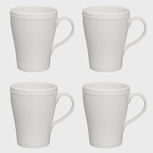 Scandi Living Dots mok 35 cl 4 stuks Crème wit