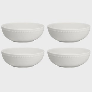 Scandi Living Dots ontbijtkom 60 cl 4 stuks Crème wit