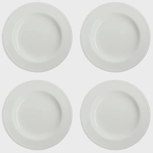 Scandi Living Dots bord 28 cm 4 stuks Crème wit