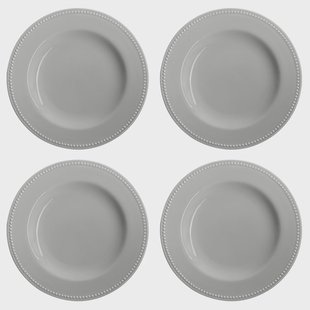 Scandi Living Dots bord 28 cm 4 stuks Grijs