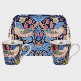 Pimpernel Strawberry Thief mok en dienblad set Blauw