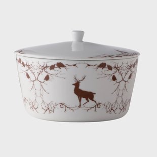 Wik & Walsøe Alveskog serveerterrine met deksel Wit-bruin