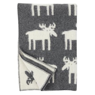 Klippan Yllefabrik Elanden wollen deken grijs 90 x 130cm