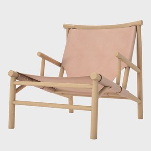NORR11 Samurai loungestoel leren zitting eikenhout Natuur