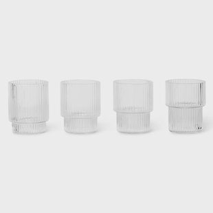 Ferm Living Ripple glas small 6 cl 4-pack Helder