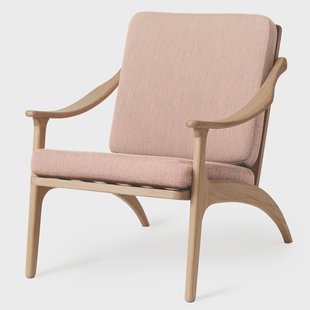 Warm Nordic Lean Back Canvas fauteuil witgeolied eikenhout Pale rose