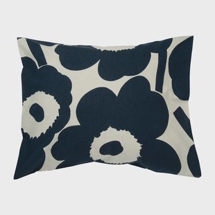 Marimekko Unikko kussensloop katoen-linnen 50x60 cm Natuurwit-donkerblauw