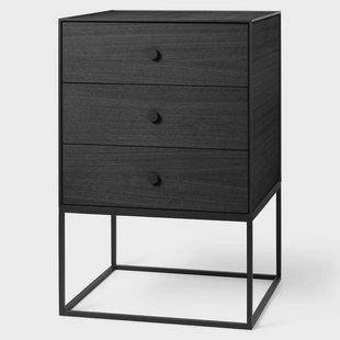 Audo Copenhagen Frame 49 bijzettafel met drie lades Zwart gebeitst essenhout