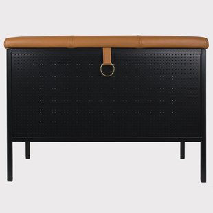 Maze Frank opbergbankje Zwart-Cognac