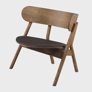 Northern Oaki loungestoel leren zitting Gerookt eikenhout