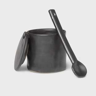 Ferm Living Flow jampot met lepel Zwart