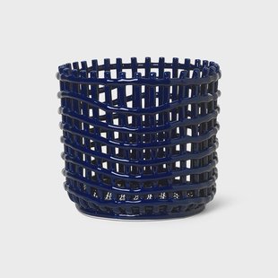 Ferm Living Ceramic gevlochten mand Ø23,5 cm Blauw