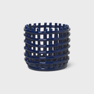 Ferm Living Ceramic gevlochten mand Ø16 cm Blauw