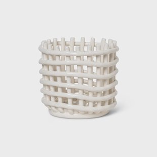 Ferm Living Ceramic gevlochten mand Ø16 cm Off white
