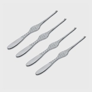 Alessi Colombina Fish schaaldiervork 4-pack Roestvrij staal