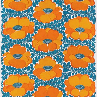 Arvidssons Textil Love stof Blauw-oranje