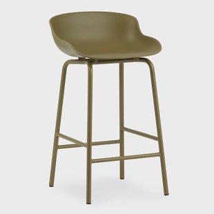 Normann Copenhagen Hyg barkruk metalen poten 65 cm Olijfgroen