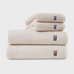 Lexington Icons Original Striped badhanddoek 70x130 cm White-tan