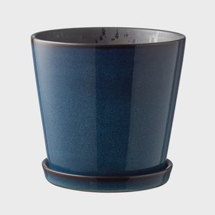 Bitz Bitz pot met schotel Ø14 cm Donkerblauw-zwart Bitz Bitz pot met schotel Ø14 cm Donkerblauw-zwart
