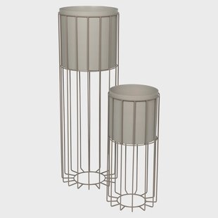 Broste Copenhagen Fenja bloempot met standaard 2-delig Simply taupe