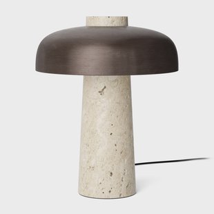 Audo Copenhagen Reverse tafellamp 30 cm Travertijn-verbronsd messing