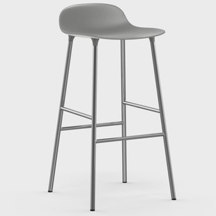 Normann Copenhagen Form barkruk verchroomde poten 75 cm Grijs