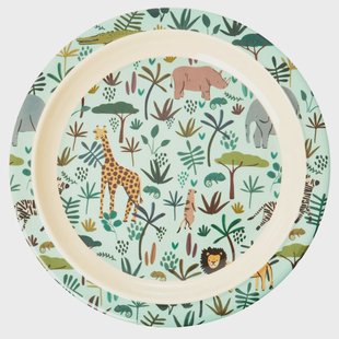 RICE Rice kinderbord Jungle animals Green-multi