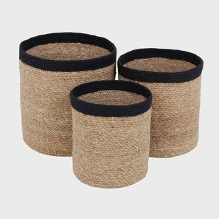 Dixie Emil opbergmand 3-pack small Natuur-zwart