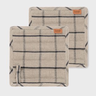 Ferm Living Hale pannenlap 2-pack Zand-zwart