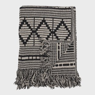 Bloomingville Bloomingville plaid gerecycled katoen 130x160 cm Zwart