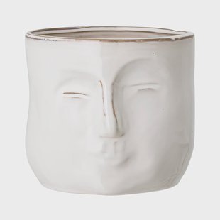 Bloomingville Bloomingville pot met gezicht 16,5x18 cm Wit